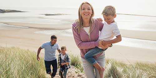 Family on beach